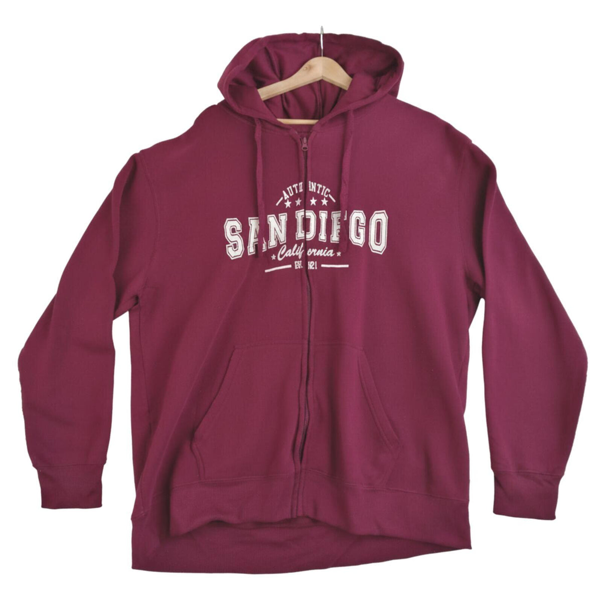 San Diego Zip Hoodie Men's UK Size XXL Red Jersey Hooded Jacket Pockets Sports