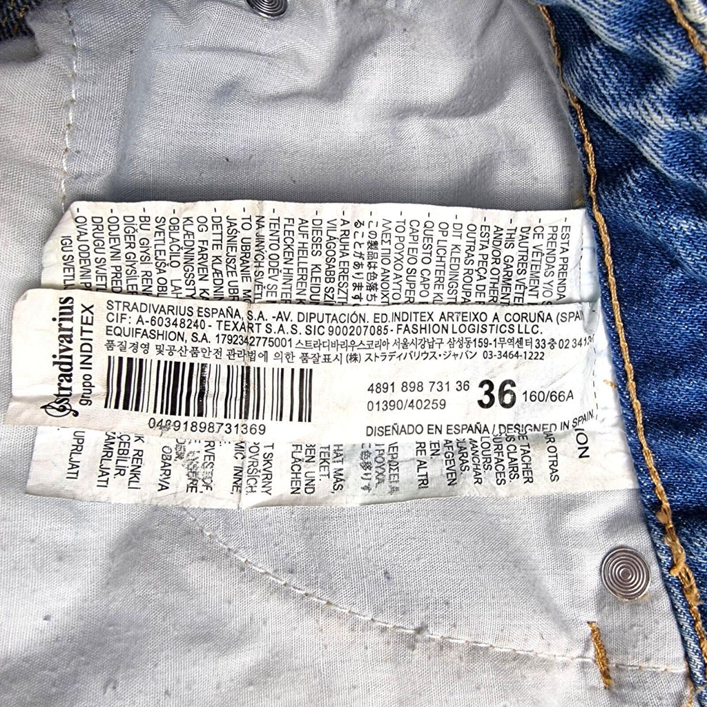 stradivarius Blue Stradivarius Jeans Women's UK Size 8 Straight Fit High Waisted Light Blue Denim