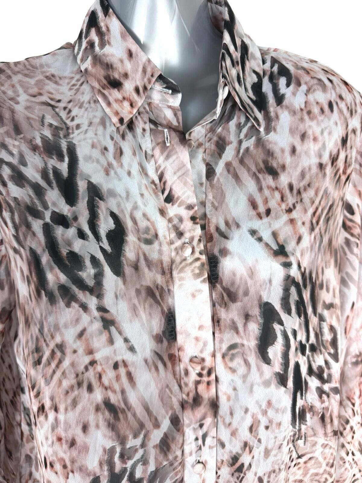 Lipsy Sheer Chiffon Shirt Blouse Women's UK Size 10 Relaxed Fit Animal Print