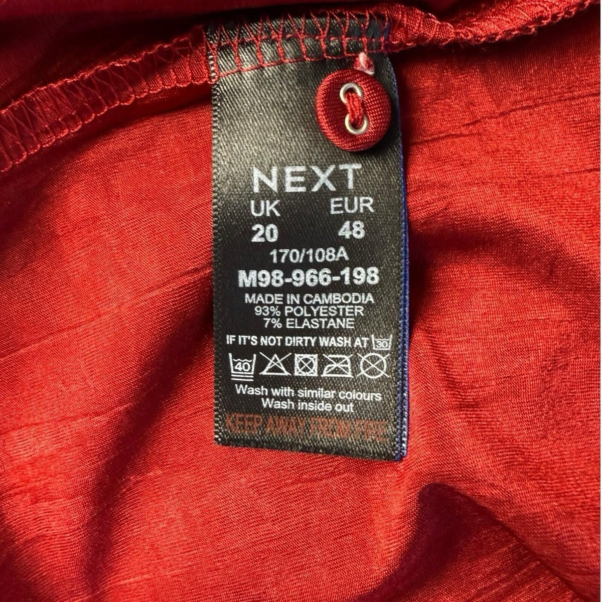 Next Satin Shirt Blouse Women's UK Size 20 Long Sleeve Collared Red