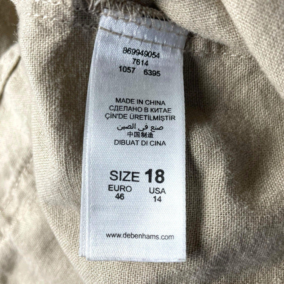Debenhams Linen Jacket Women's UK Size 18 Collared Pockets Beige Lightweight