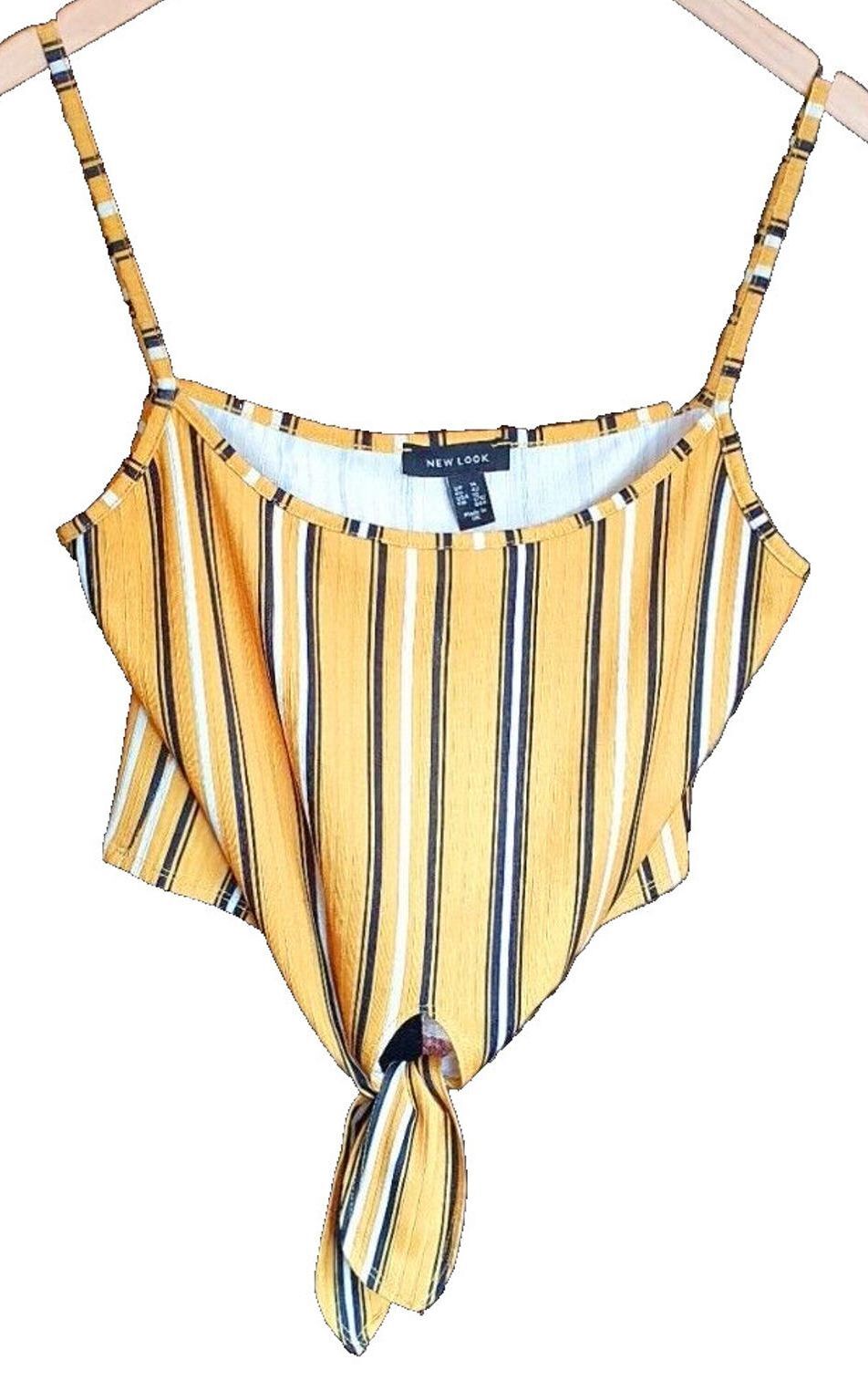 New Look Stripe Tie Front Crop Top Women's UK Size 14