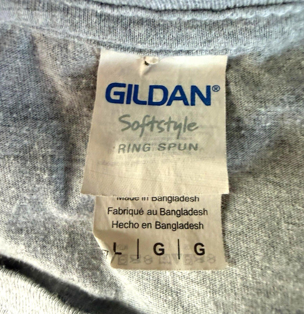 Gildan Pink Glitter Lips T-Shirt Women's UK Size L Grey Jersey Graphic Print Crew Neck