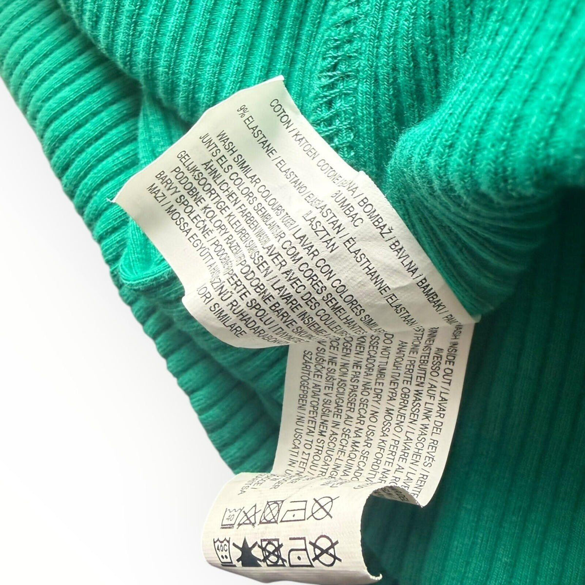 Primark Ribbed Mini Dress Women's UK Size 14 Sleeveless Stretch Green Pink Trim
