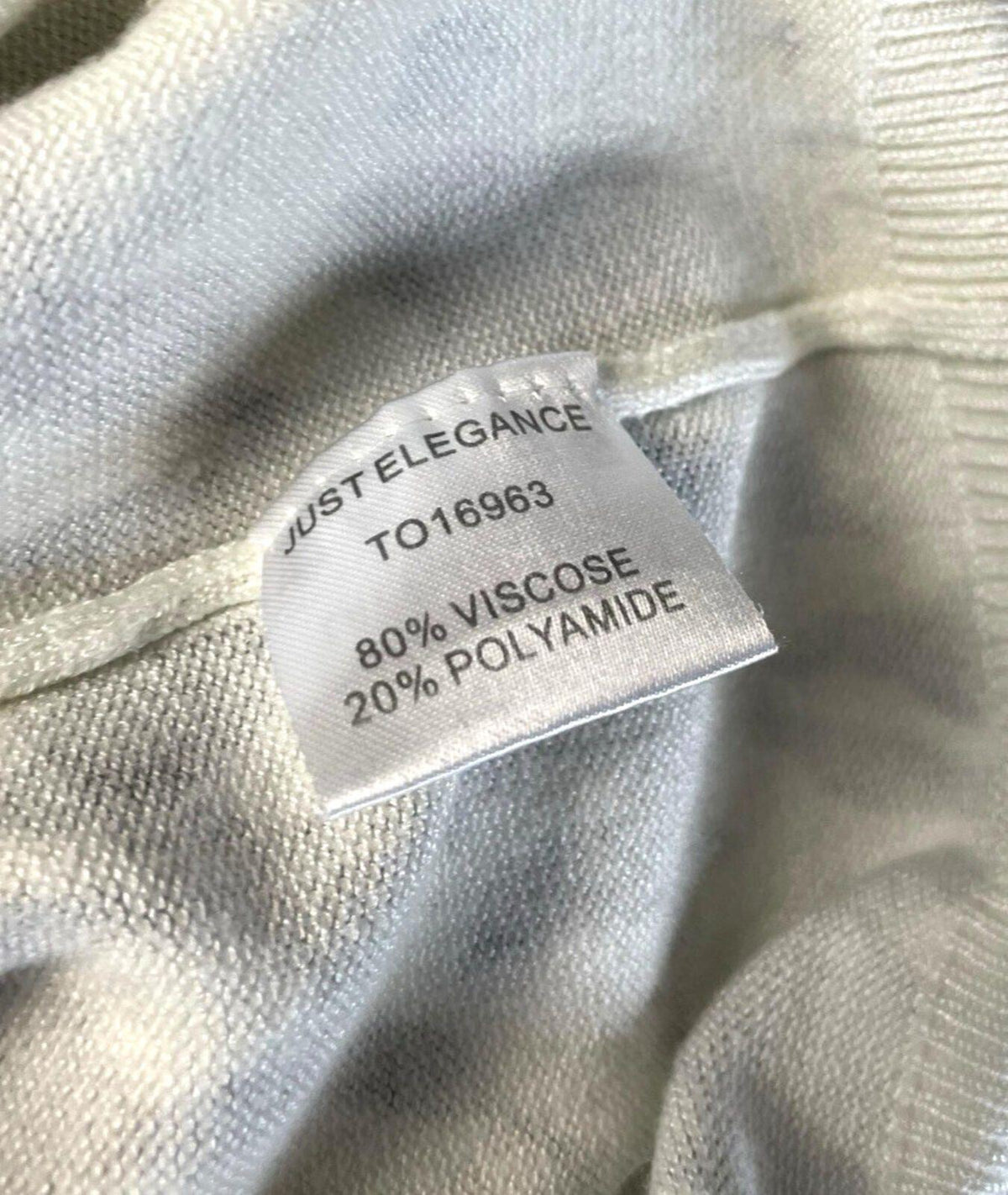 Just Elegance Thin White Jumper Grey Gold Pattern Round Neck Women's UK Size L