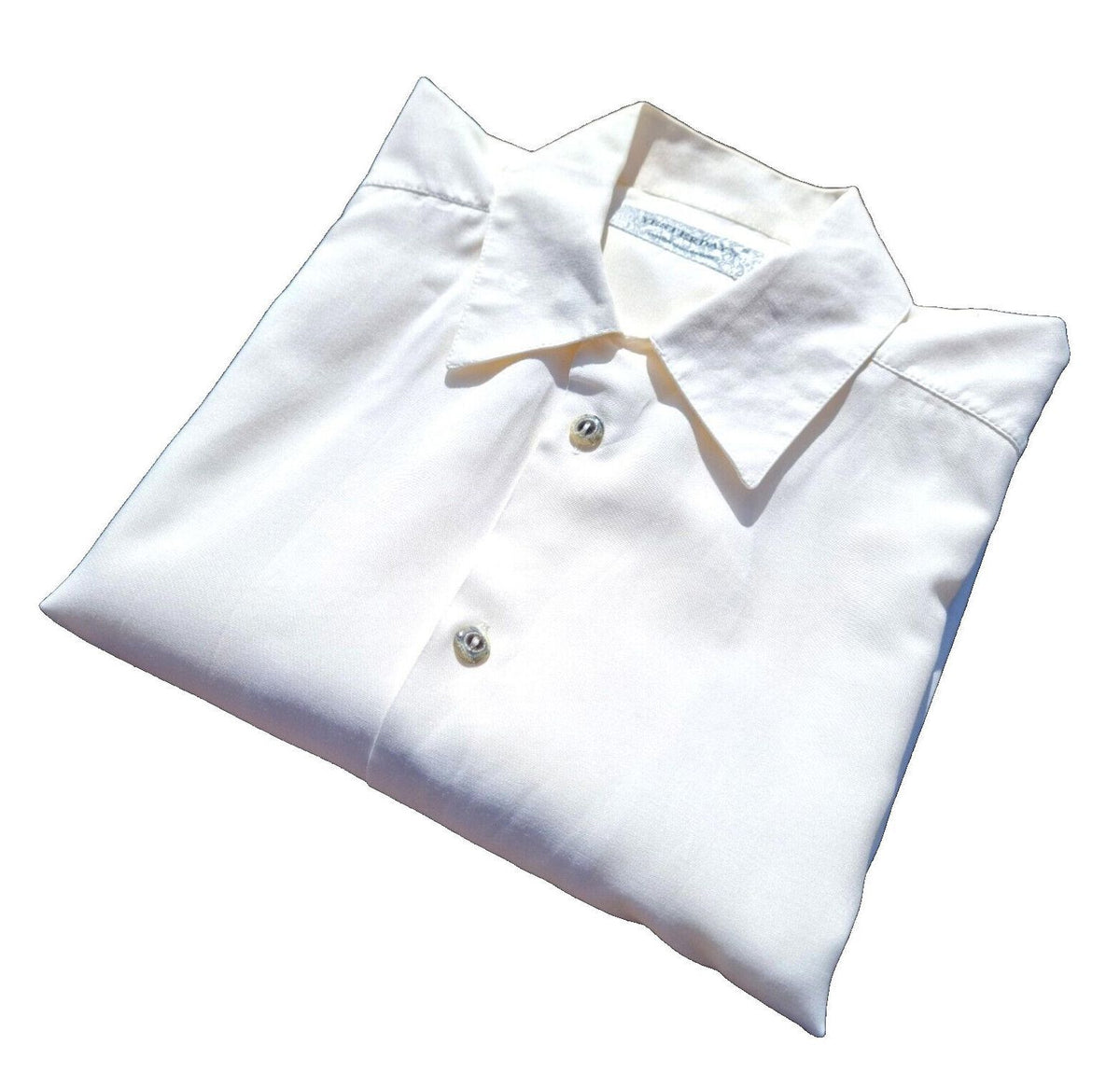 Yesterdays Mens Shirt Cream Ivory Short Sleeve Button Up Smart Casual 15" Collar