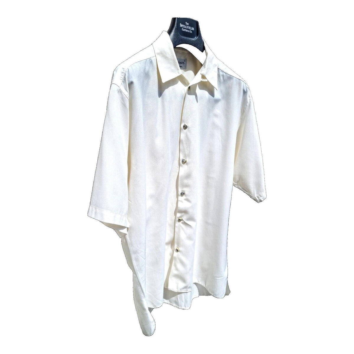 Yesterdays Mens Shirt Cream Ivory Short Sleeve Button Up Smart Casual 15" Collar