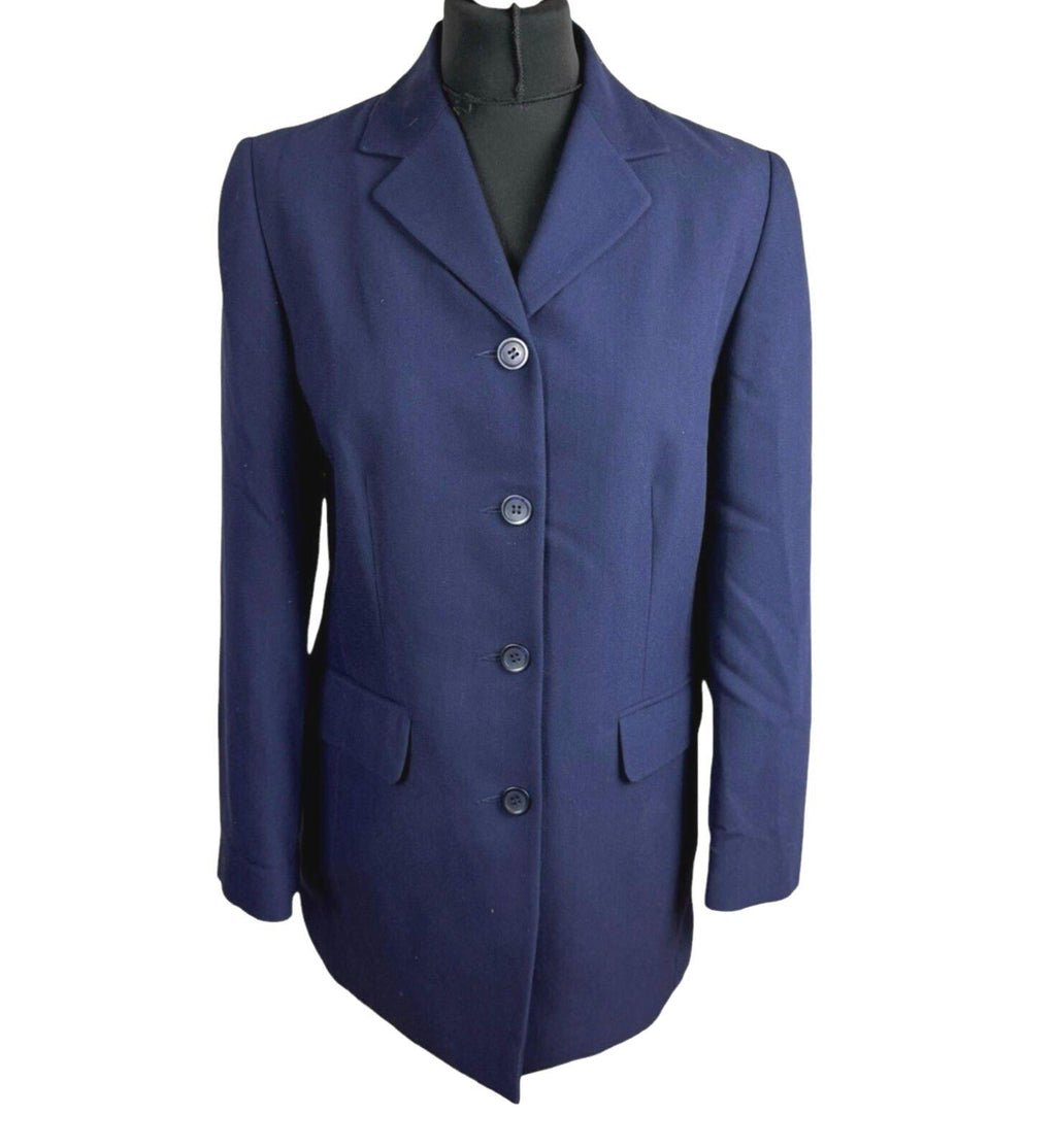 Essentials Blazer Jacket Women's UK Size 12 Mid Length Navy Blue Collared