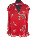 Primark Floral Blouse Women's UK Size 14 Long Sleeve Ruffled Cuffs Choker Neck