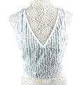 Pretty Little Thing Grey Mesh Vest Top Frayed Stripe Detail Women's UK Size 8