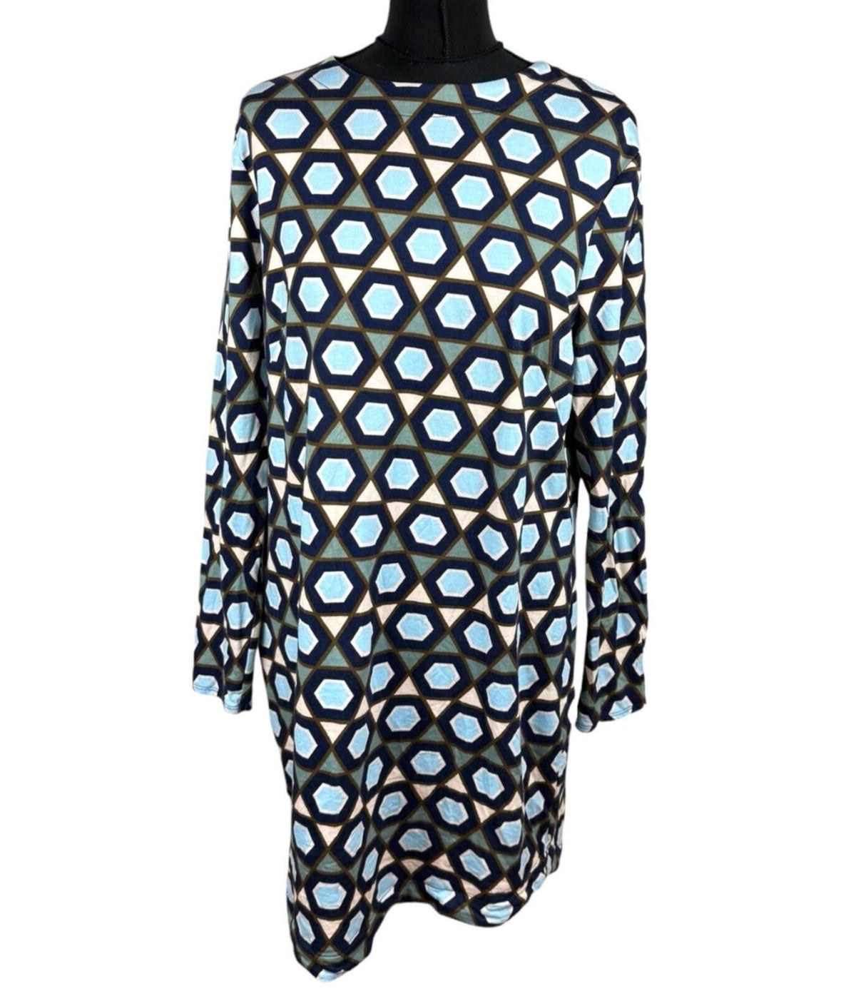 H&M Long Sleeve Mini Dress Women's UK Size M Geometric Retro Print