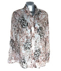 Lipsy Sheer Chiffon Shirt Blouse Women's UK Size 10 Relaxed Fit Animal Print