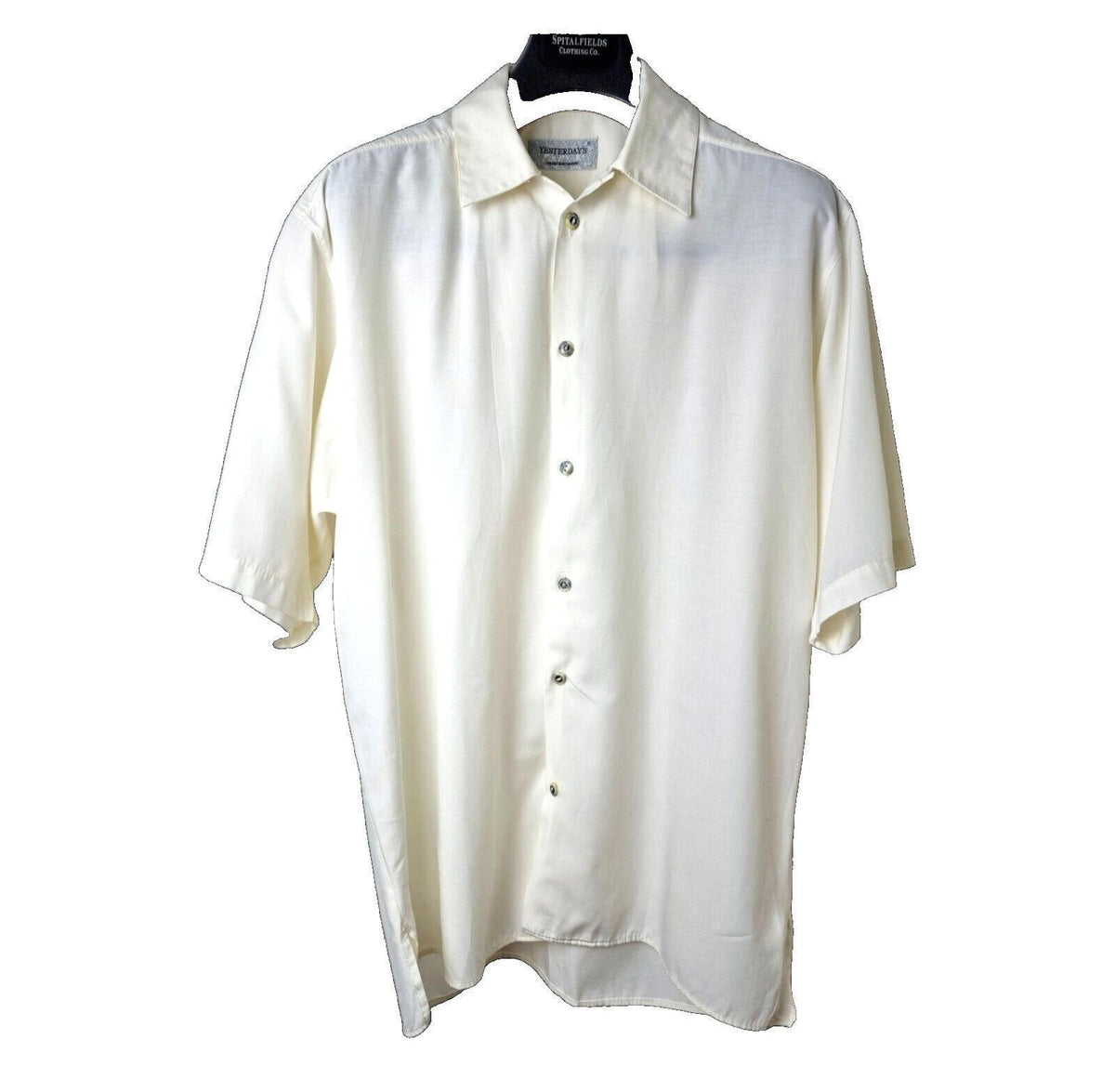 Yesterdays Mens Shirt Cream Ivory Short Sleeve Button Up Smart Casual 15" Collar