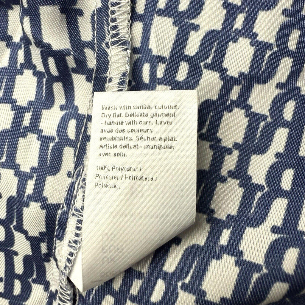 River Island Satin Off Shoulder Top Women's UK Size 12 Logo Print White Navy