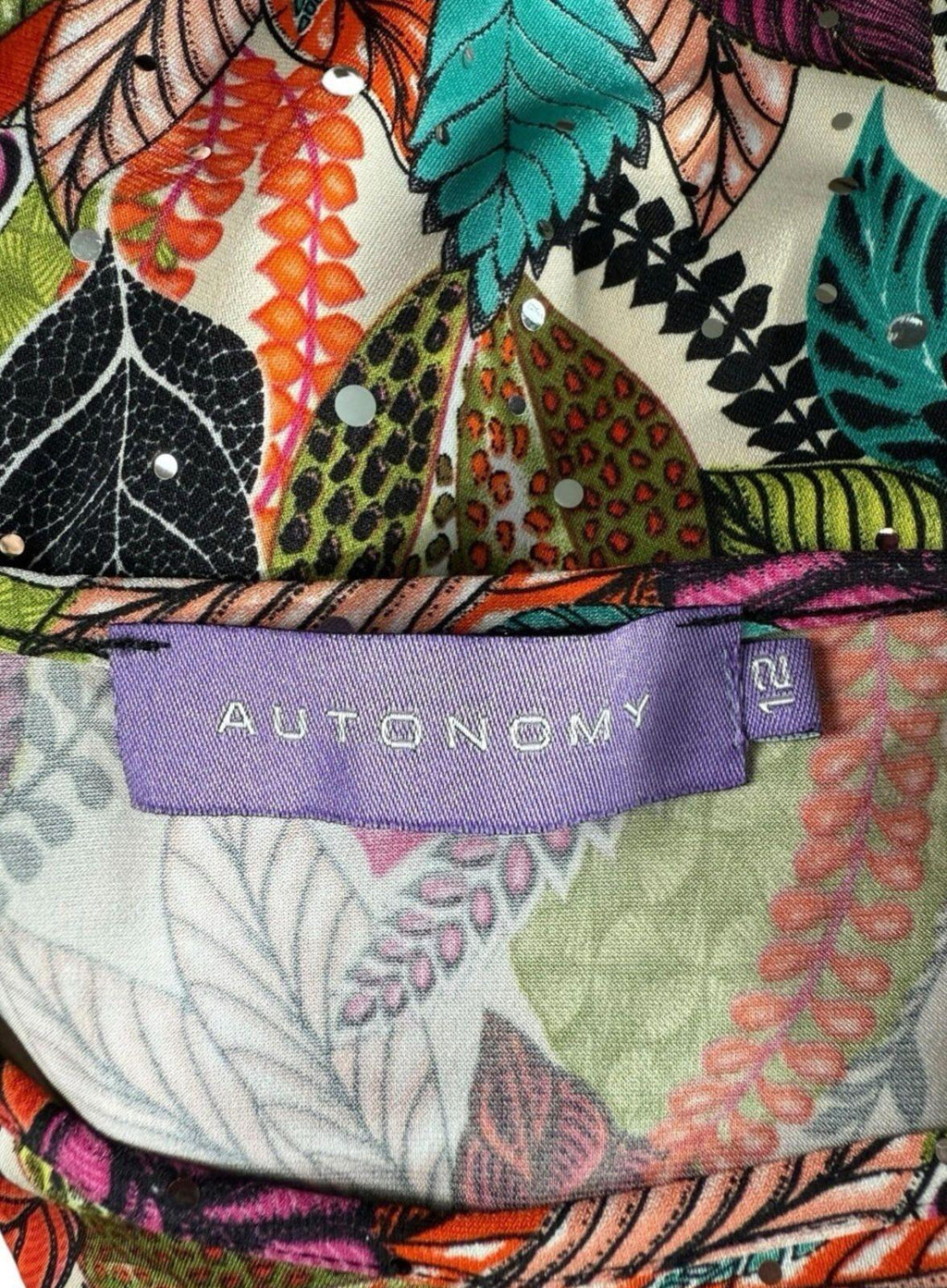 Autonomy Multicolour Sparkle T-shirt Tie Front Short Sleeve Women’s UK Size 12