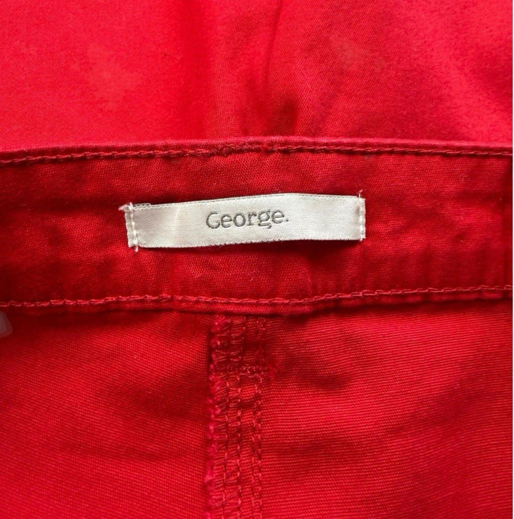George Red George Bright Red Skinny Jeans Cropped Button Accent Women's UK Size 12