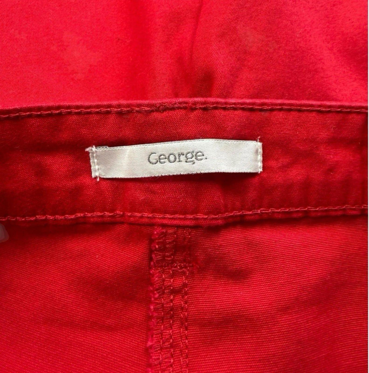 George Red George Bright Red Skinny Jeans Cropped Button Accent Women's UK Size 12
