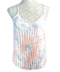 New Look White New Look Pleated Tie-Dye Camisole Top Women's UK Size 12 White Pastel Chiffon