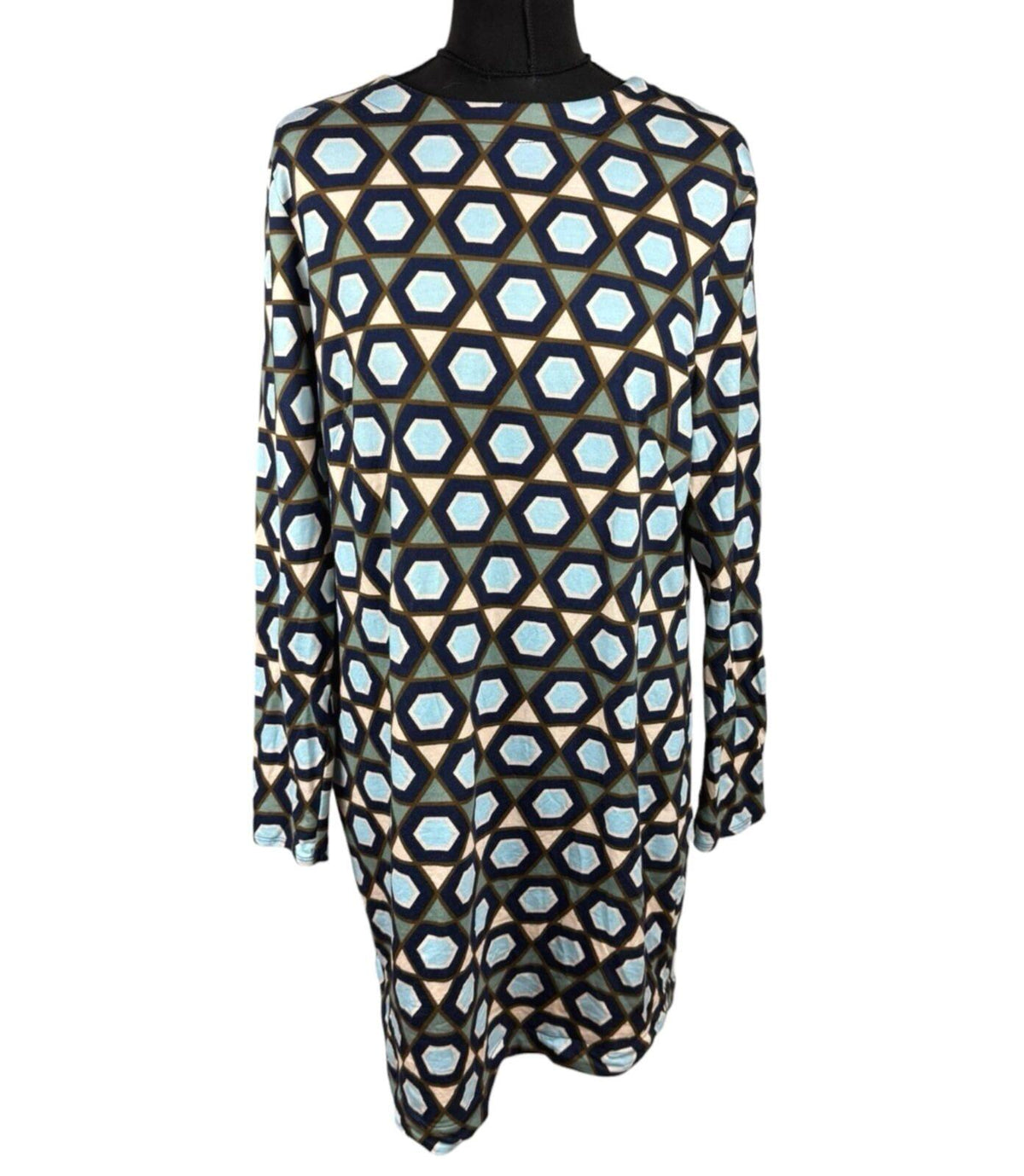H&M Long Sleeve Mini Dress Women's UK Size M Geometric Retro Print
