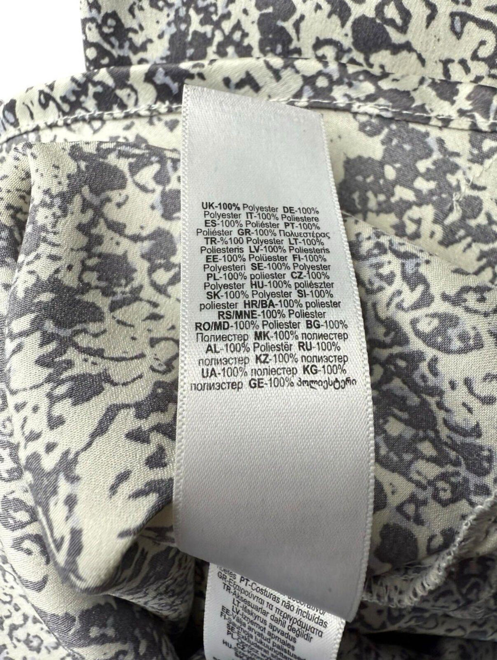 Avon Satin Blouse Top Women's UK Size 18/20 Vneck Animal Print Silver
