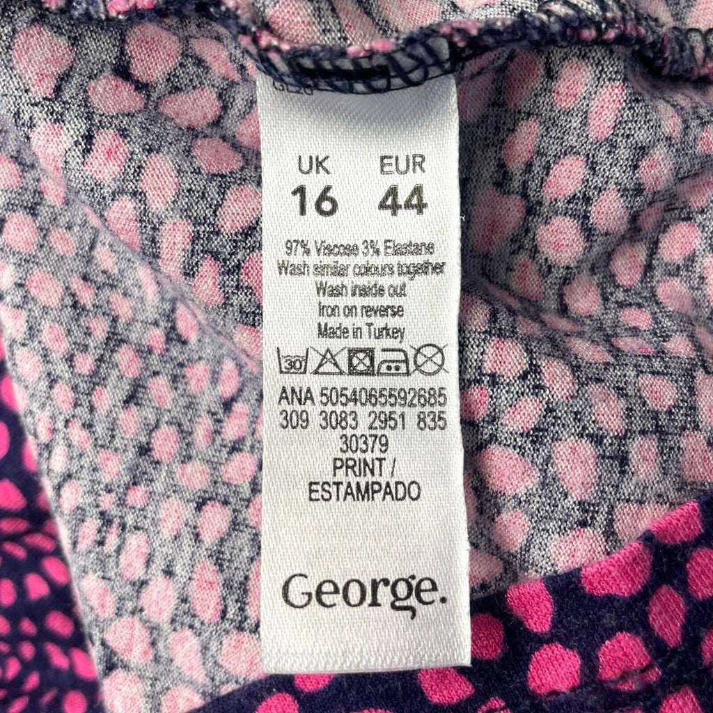 George Pink George Moda Spotted Blouse Top Women's UK Size 16 3/4 Sleeve Scoop Neck Pink