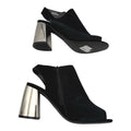 New Look Black NewLook Peep Toe Ankle Boots Women's UK Size Mirrored Silver Block Heel Black