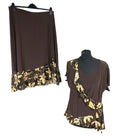 Saksos Skirt And Top Co-Ord Set Women's UK Size XL Stretch Floral Frill Brown