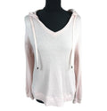 Lounge Wear Pink Waffle Knit Hooded Top Women's UK Size 10 Pale Pink Deep V-Neck Textured Sweater