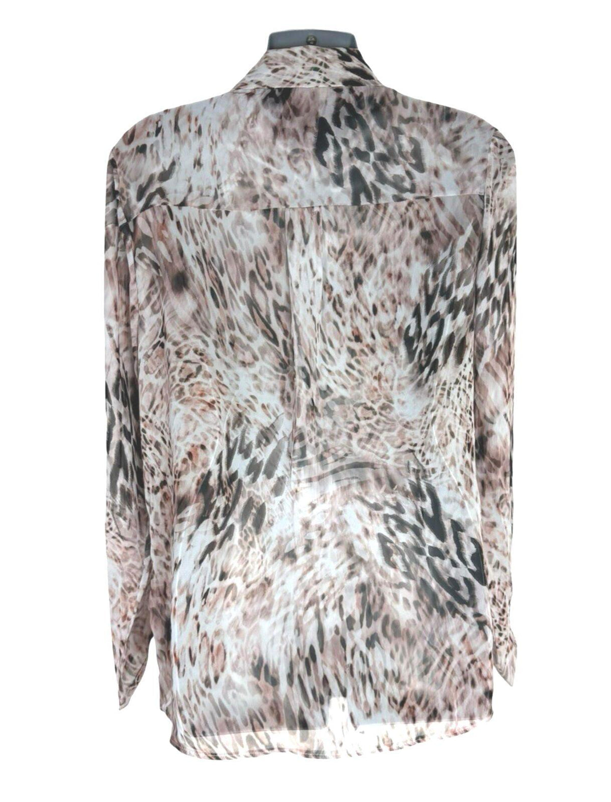 Lipsy Sheer Chiffon Shirt Blouse Women's UK Size 10 Relaxed Fit Animal Print